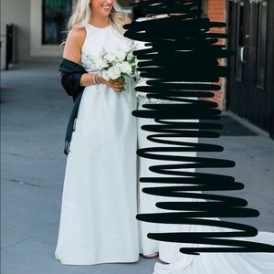 Floor length white a-line dress